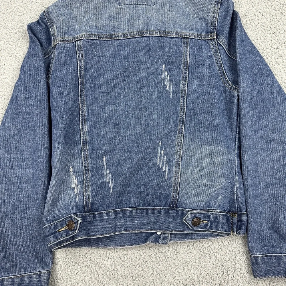 Guess Denim Jacket Youth Medium Blue Long Sleeve Button Up Jean Trucker